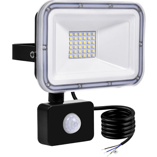 Vattentät LED-strålkastare för utomhusbruk IP67 - Säkerhetsljus med PIR-rörelsesensor 6000-6500K Spotlights Vägglampa för gård,
