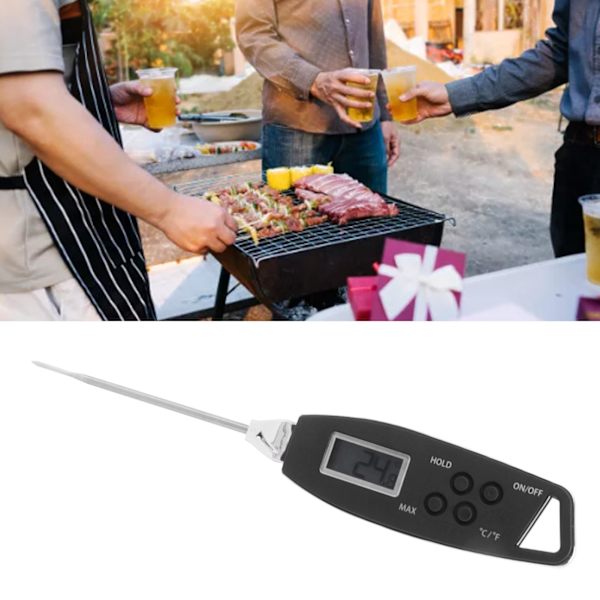 Digital mattermometer för mat - Exakt termometer med omedelbar avläsning - Köksredskap för grillning och matlagning - Svart