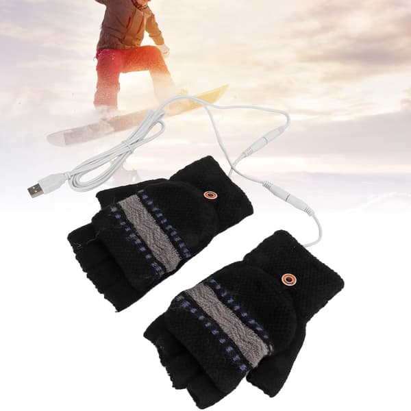 1 par USB-opvarmede handsker, skrivehandsker, USB-opvarmede strikkehandsker