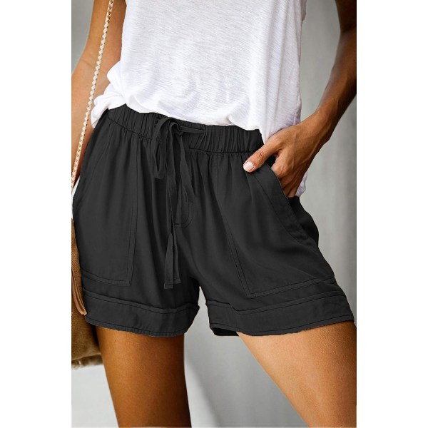 Shorts Dame, Enkelt mote, Svart, XXL