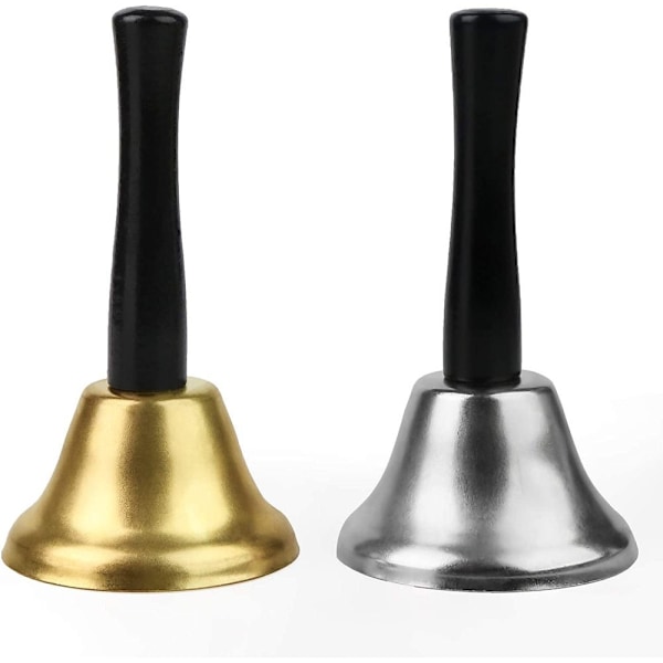 Handklockor för restauranger, högt tydligt ljud metallklockor med ergonomiskt trähandtag för tydlig uppmärksamhet, tidlös design serviceklockor för