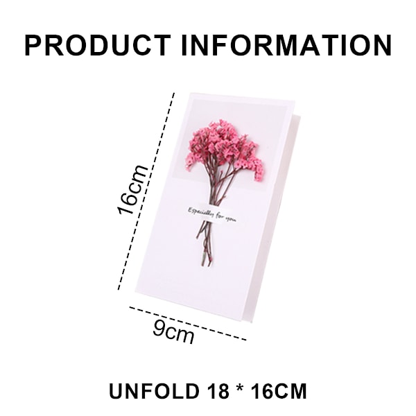 Torkade Blommor Grattiskort, Miljövänligt Kraftpapper, Elegant Charmig Design, Perfekt för Bröllopsinbjudningar och Mer (18 ST)