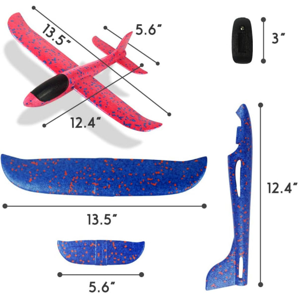 2 Pak Skumflyvemaskine Legetøj, 12,4\" Kaste Skumfly, Flyvende Legetøj