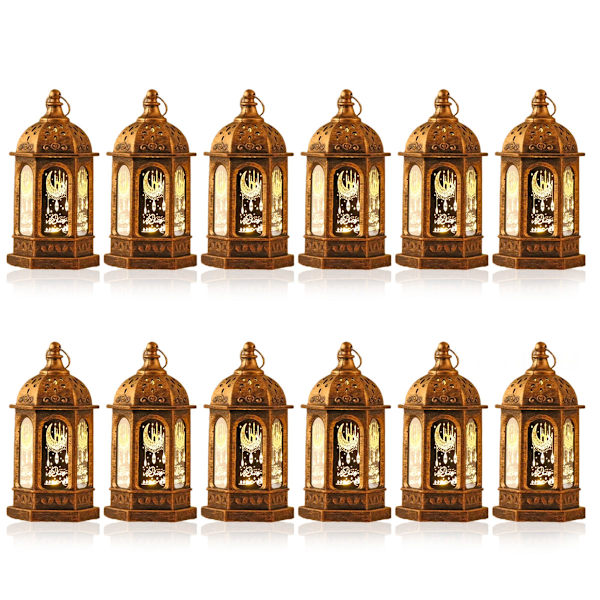 Ramadan Lyktor Dekoration Hängande Lampa Eid Ljusstake med Transparent Glas Ramadan Barn Gåvor LED Eid för Hem Bordsdekoration