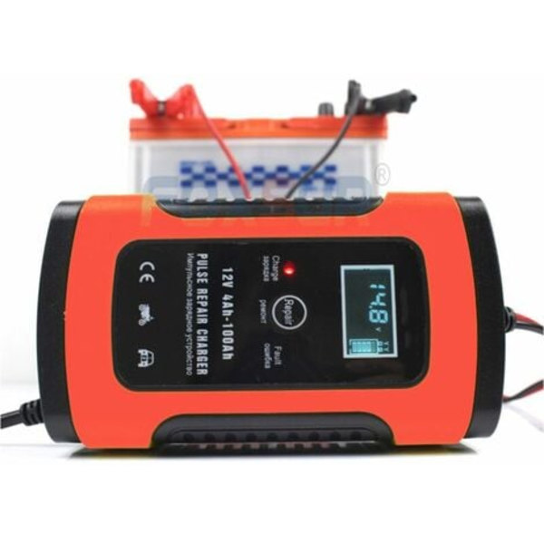 Batteriladdare, Bärbar Smart Bilbatteriförstärkare, Batteriladdare för Motorcykel/Bil med Multipelskydd, Laddning, Underhåll och