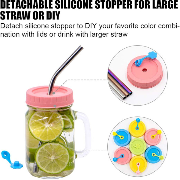 Masonkrukke Låg med Stråhul/Plastik (Standardmund)