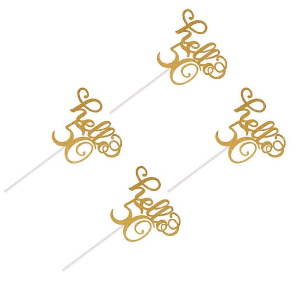 6 stk. \"Hello 50\" Glitter Kakepynt Dekorativ Bursdag Cupcake Dekor Dessert Topper (Gull)