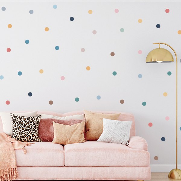240 kpl Polka Dot -seinätarroja, moniväriset sateenkaaren pisteet seinälle