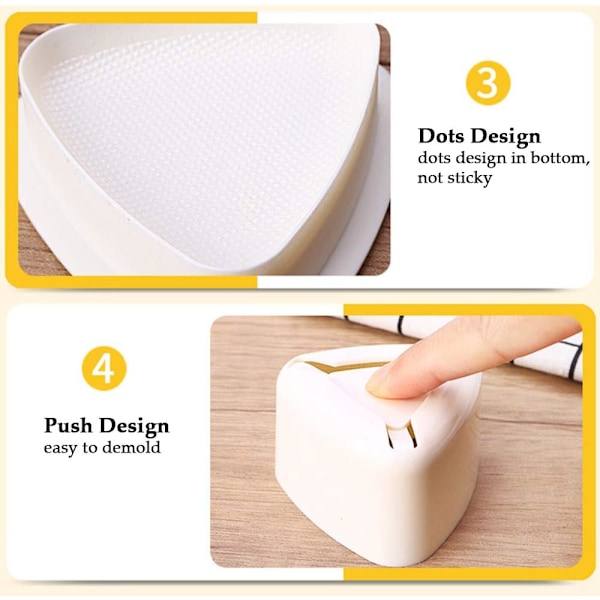 Triangel Sushi Maker, Hvit Rispaddle For Perfekt Japansk Hjemmelaget DIY Barne Bento, Stort & Lite Non-Stick Overflateformsett, Lett Å Rengjøre Og