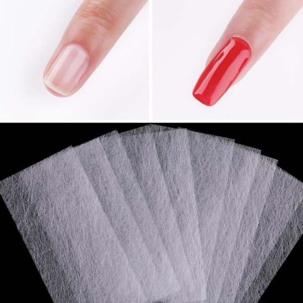 100 Stücke Fibernails für Nagelverlängerung,Nagelförlängning Silk Glasfiber Gel Kit False Nails Manicure Salon Tool Für UV-Gel-Nägel Kunst
