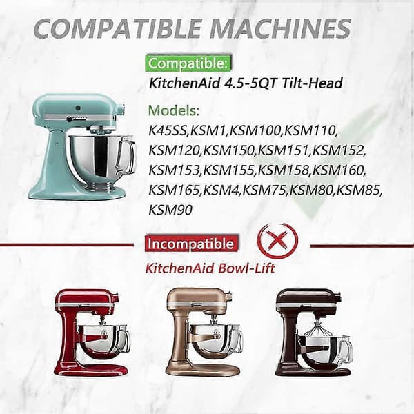 Flex-edge visp til Kitchenaid 4,5-5 Qt kjøkkenmaskin med vippehode, erstatningsvisp i silikon