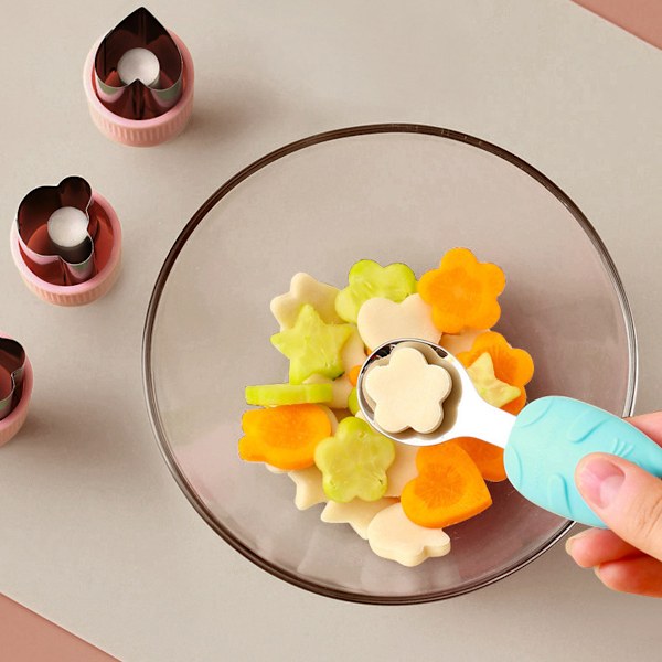 Mini-kakeskjærere i rustfritt stål, kake- og bakstformer, grønnsakskjærere, 5 stk, DIY-fruktstempler, form