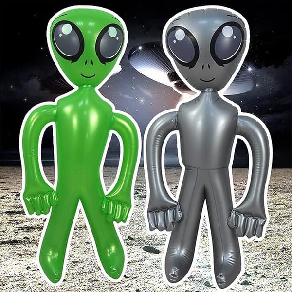 2 stk. Alien Balloner Grøn Oppustelig Alien Jumbo Alien Pustes Op Til