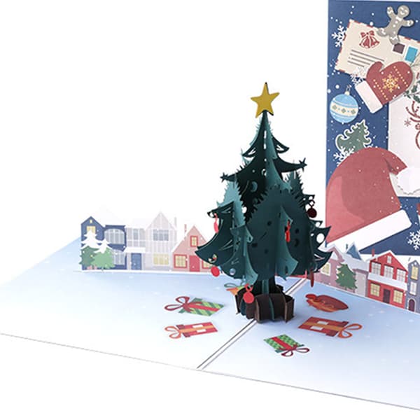 Julehilsen Pop Up Kort, Julekort, Julekort til Børn, 3D Julekort, Vinterkort