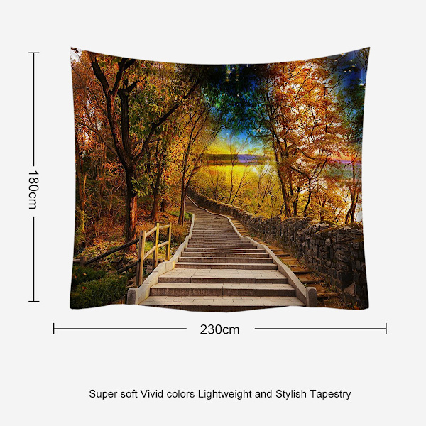 Misty Forest Tapestry Naturlig Grön Trädbildväv Landskap