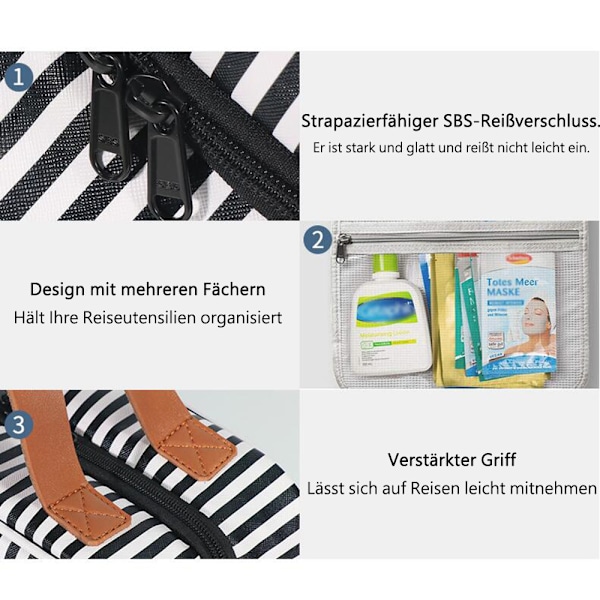 Necessär för Kvinnor, Vattentät Inredning med Läckagesäker Funktion, Hängande Necessär för Smink, Resetillbehör, i