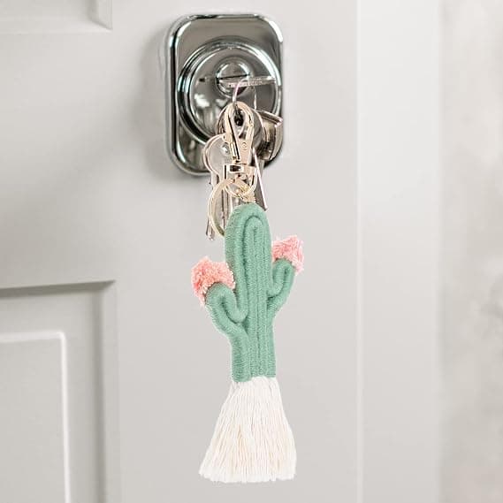 1 stk. Kaktus Pom Pom Nøglering Søde Kvinder Nøglering Boho Hængende Hånd