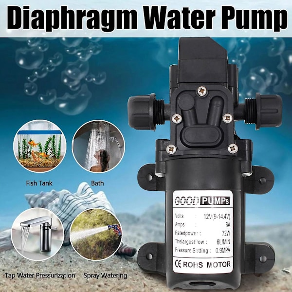 DC Vattenpump Membran Högtryck Membran Priming 6l/min Båt Nf1st