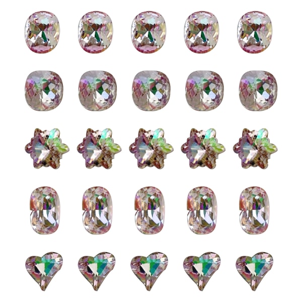 30 stycken Multi Shapes Glas Flatback Crystal Rhinestones för Nail Art Craft, Flatback Rhinestone 3D-dekorationer Flatback Crystal Stones Gems Set