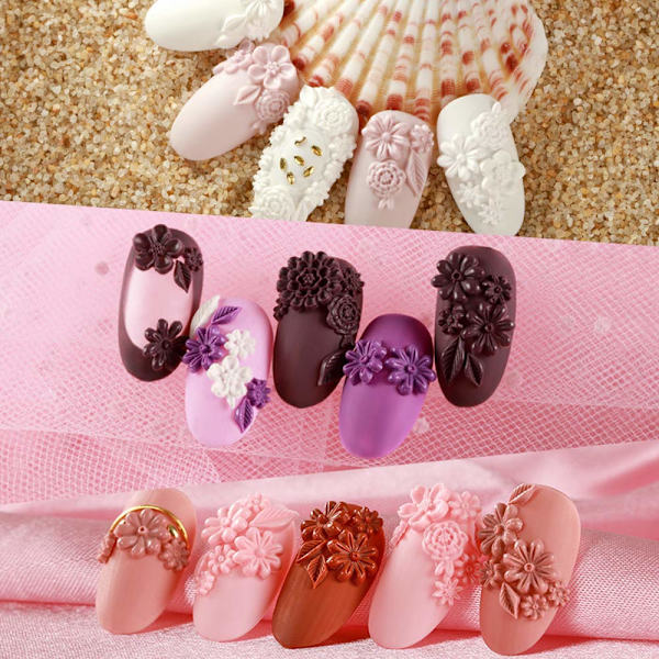 5 st blommor 3D silikonform nagelkonst snidning form för DIY nagelkonst dekorationer tillbehör nagelkonst mallar manikyrverktyg