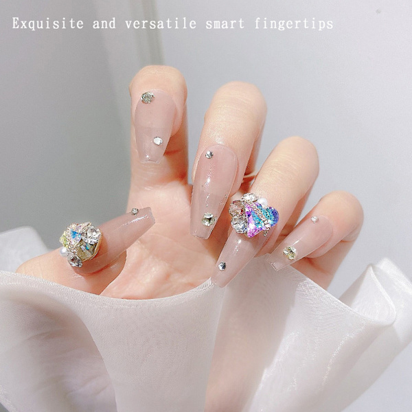 6 st hjärtformade metalllegering strass nagel smycken färgglada 3D nagelkonst berlocker hjärta glänsande nagelkristall diamanter ädelstenar manikyr nageldekorationer
