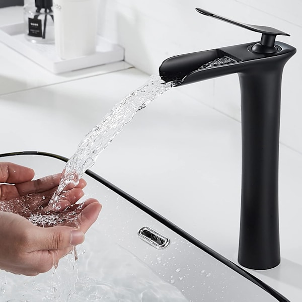 Elegant Modern Design Blandare, Enkelgrepps Rostfri Blandare för Badrumskommoder, Stänksäker Vattenflöde Ultrafint Sprayhuvud