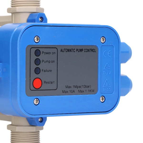 Vandpumpe Trykstyringsswitch 1,5bar‑3,0bar Vandtæt Justerbar Controller Blå Grå 110V‑120V 0,75kw