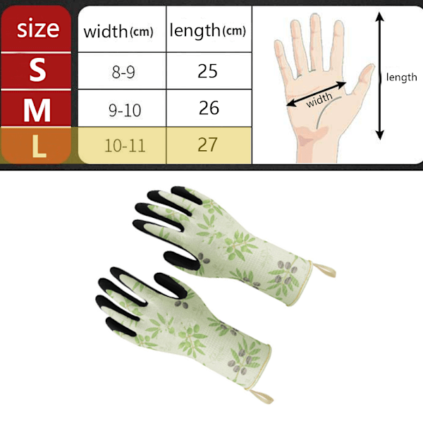 1 par tryckta trädgårdshandskar för trädgårdsarbete, grävning och jordplanering