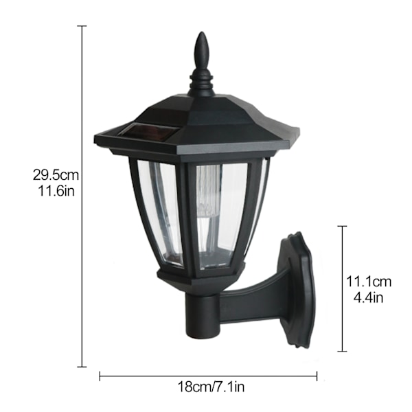 LED Dekorative Solcelle Vegglamper Utendørs Lys For Hage Patio Landskapsdekorasjon, Svart
