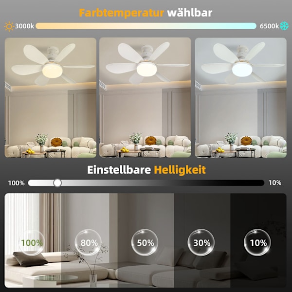 LED loftsventilator loftslampe belysning med fjernbetjening