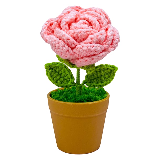 Mode Pink Rose Potteplante Kunstig Potteplante Faux Planter til Bord Skrivebord Hjem Kunstig Potteplante Faux Planter