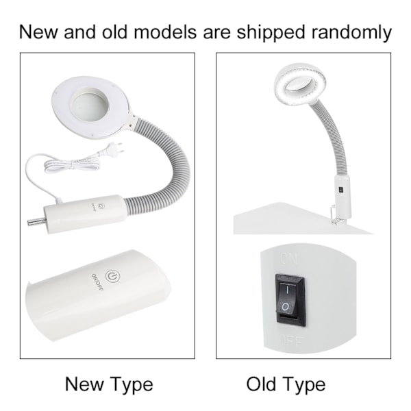Bärbar USB LED-tatueringslampa Nagelkonstlampa Justerbar 5X Förstoringsglas Kallt Ljus EU-kontakt 100‑240V