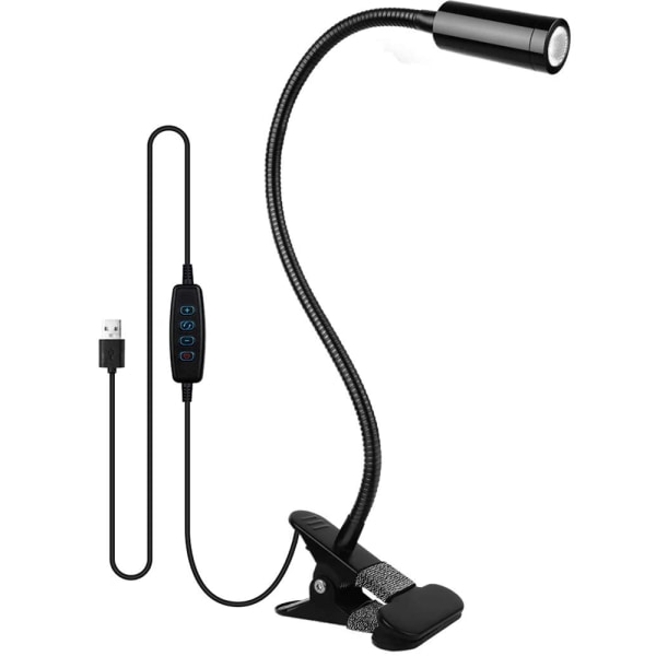 Klipslampe Læselys LED Bordklemmelampe 3 Lysstyrke