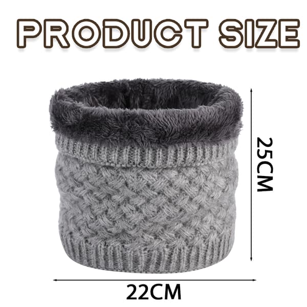Vinterstrikket evighetsskjerf med polarfleece halsvarmer for barn, jenter/gutter gray