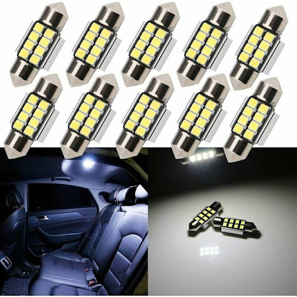 31MM Ampuuli C5W LED-ampuuli Navette LED 2835 8SMD 6500k Auton Kattovalaisimelle DC12V 10kpl