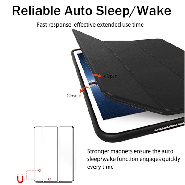 Smart Case för iPad Air 2, Smart Case Cover Genomskinlig Frostad Baksida Magnetiskt Fodral med Auto Sleep/Wake Funktion-svart