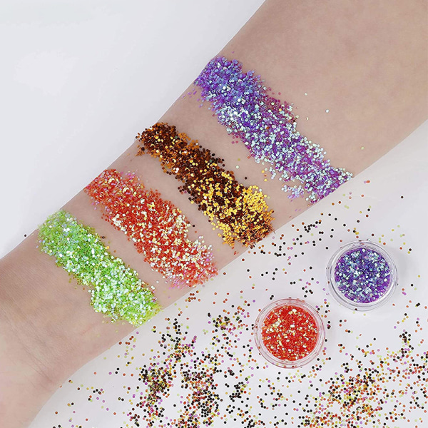 24 färgpigment nagelpulver, färgglatt iriserande glitter Ultrafint självlysande pärlemorskimrande Högglans halopulver, naglarpigment damm 3D DIY Nail Art