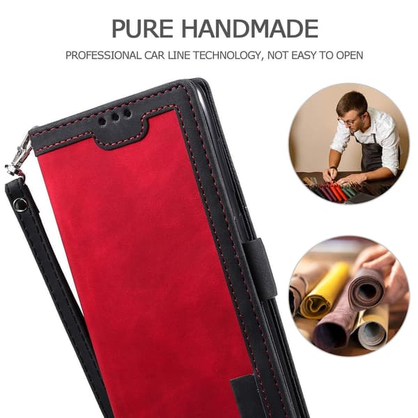 WELLNGS Rød Rød iPhone 16e Etui Blokerende Wallet Stand Læder Telefon Shell