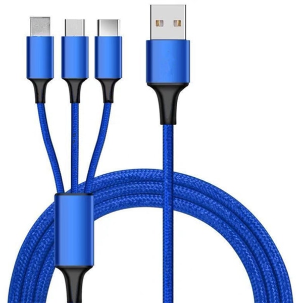 1,2 m Multiladdningskabel 3A, 3-i-1 USB-laddningssladd med