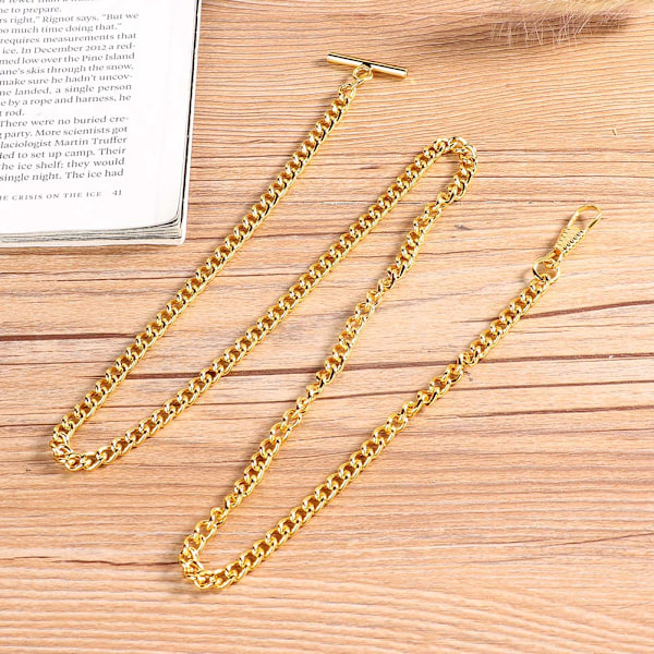 65cm Lang Retro T-Bar Lommeur Kæde Vedhæng Holder Metal Lommeur Tilbehør Guld