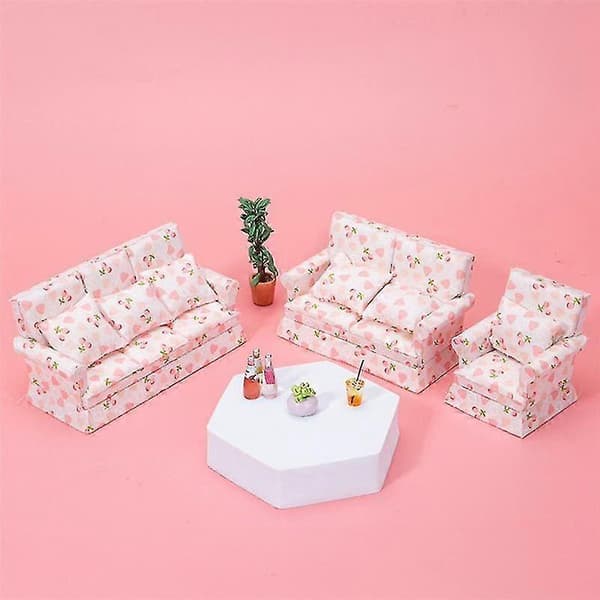 1:12 Skala Miniatyr Dukkehus Møbler Stoff Sofa Dobbel Sofa Møbler Stue Dekorasjon