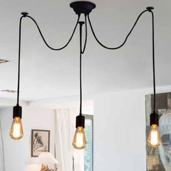 Krom Pendellampa LED, Industriell Chic Stil, Lämplig För Inom- och Utomhusbruk, Justerbar Höjd, Noir