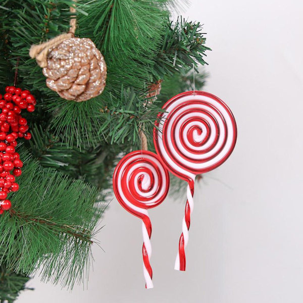 Kreativa polkagrisar, julgransdekorationer med pepparmint för glädjefylld feststämning, återanvändbara juldekorationer för inom- och utomhusmiljöer (5 stycken)