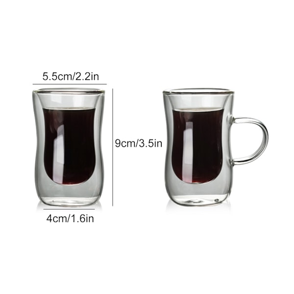 Dobbelt Isolerende Glass Kaffe Kanne, Klar Kaffe Kanne, 80ml, Isolerende Klar Kaffe Kanne for Cappuccino, Latte, Drikker, Espresso, (Uten Håndtak)