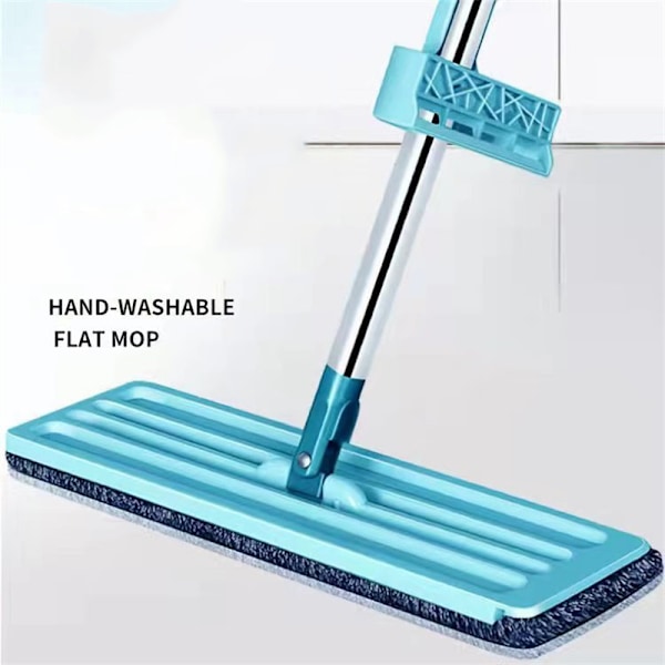 Lattia Mop Kuiva Märkä Kaksoiskäyttöinen Mikrokuitu Vapaa Käsinpesu Tasainen Puhdistus Laatta Mop Kotikäyttöön Sininen Mop, 1 Kpl Pyyhkeitä