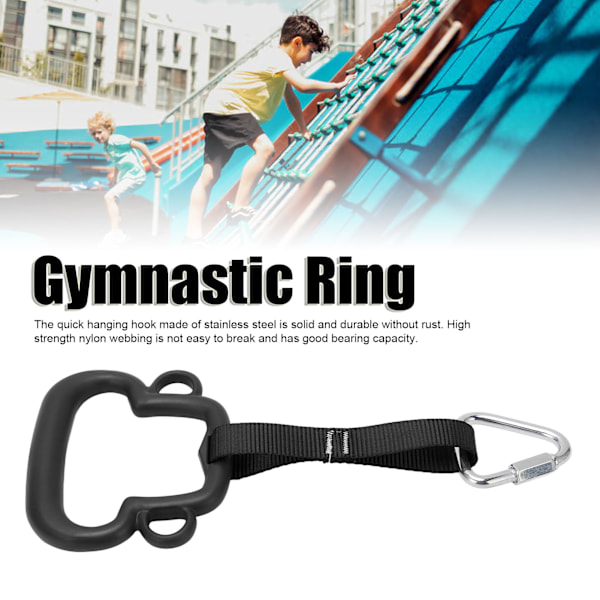 Gymnastikringar för barn ABS Monkey Style Pull Up Ring med hängande rem Utomhus Barn Klätterutrustning Svart