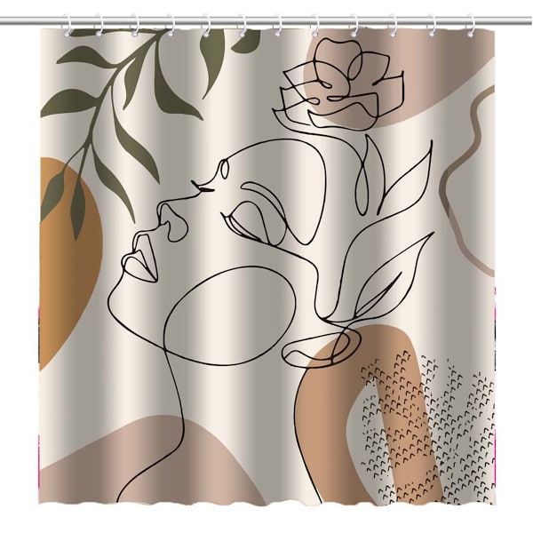 Abstrakt kvinna duschdraperi modern boho mitten av århundradet