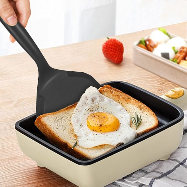 Non-stick Stekspade, Värmebeständigt Köksredskap, Bred Spatel för Non-Stick Kokkärl, Livsmedelsgodkänd Silikonvändare (2-pack)