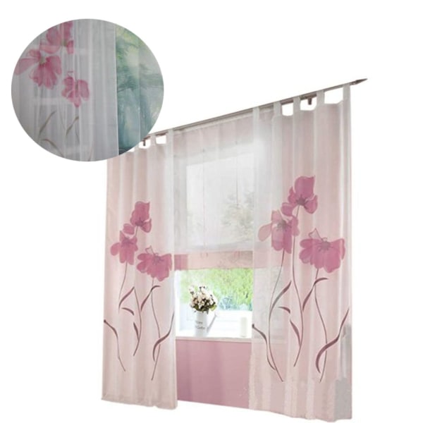 SIMPVALE 2 stk Gardinpanel Gardin Print Blomster Forhæng til