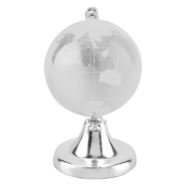 Rund jordglob världskarta kristallglaskula sfär hemmakontorsdekor present (silver)